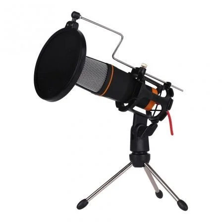 Woxter Micrófono Condensador Mic Studio Black con Trípode Ajustable
